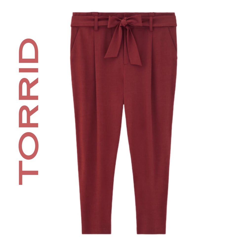 Torrid Brown self tie tapered pant NWT